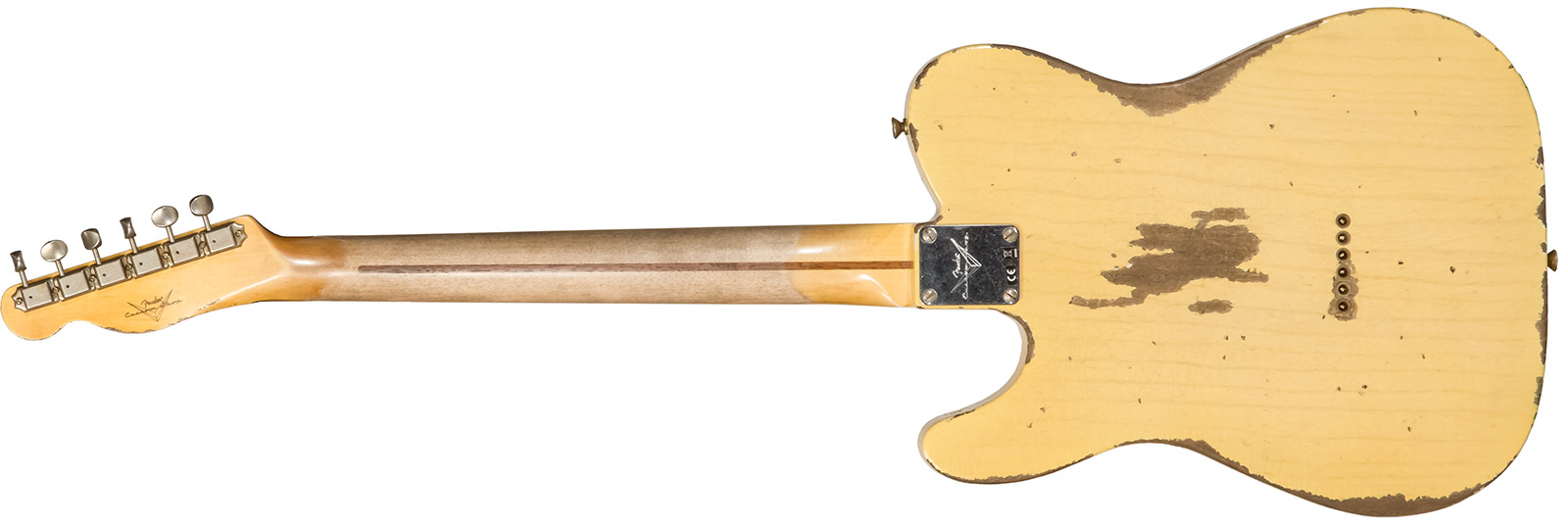 Fender Custom Shop Tele 1952 2s Ht Mn #r131382 - Heavy Relic Aged Nocaster Blonde - Guitare Électrique Forme Tel - Variation 1
