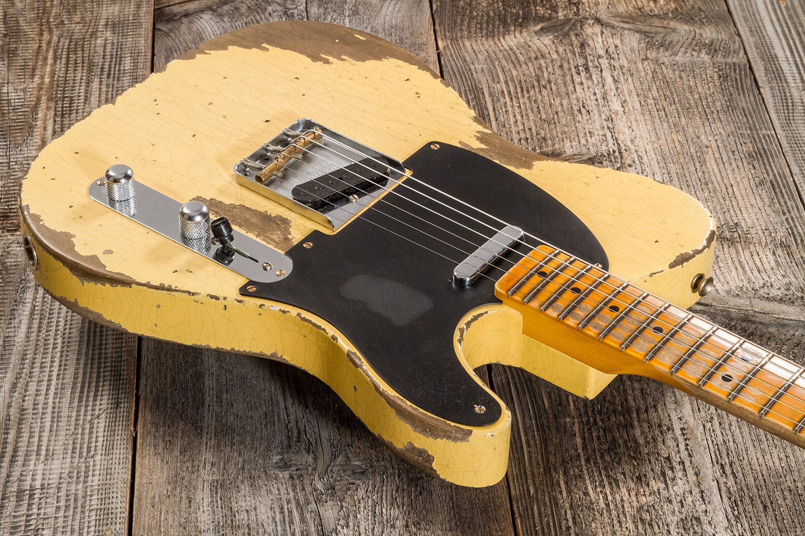 Fender Custom Shop Tele 1952 2s Ht Mn #r131382 - Heavy Relic Aged Nocaster Blonde - Guitare Électrique Forme Tel - Variation 2