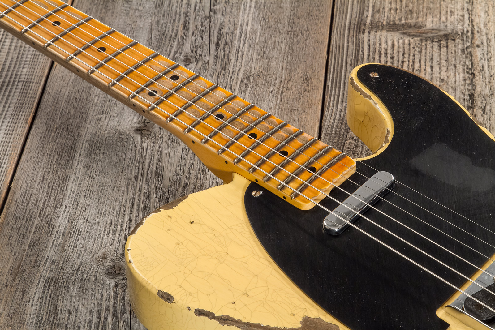 Fender Custom Shop Tele 1952 2s Ht Mn #r131382 - Heavy Relic Aged Nocaster Blonde - Guitare Électrique Forme Tel - Variation 3
