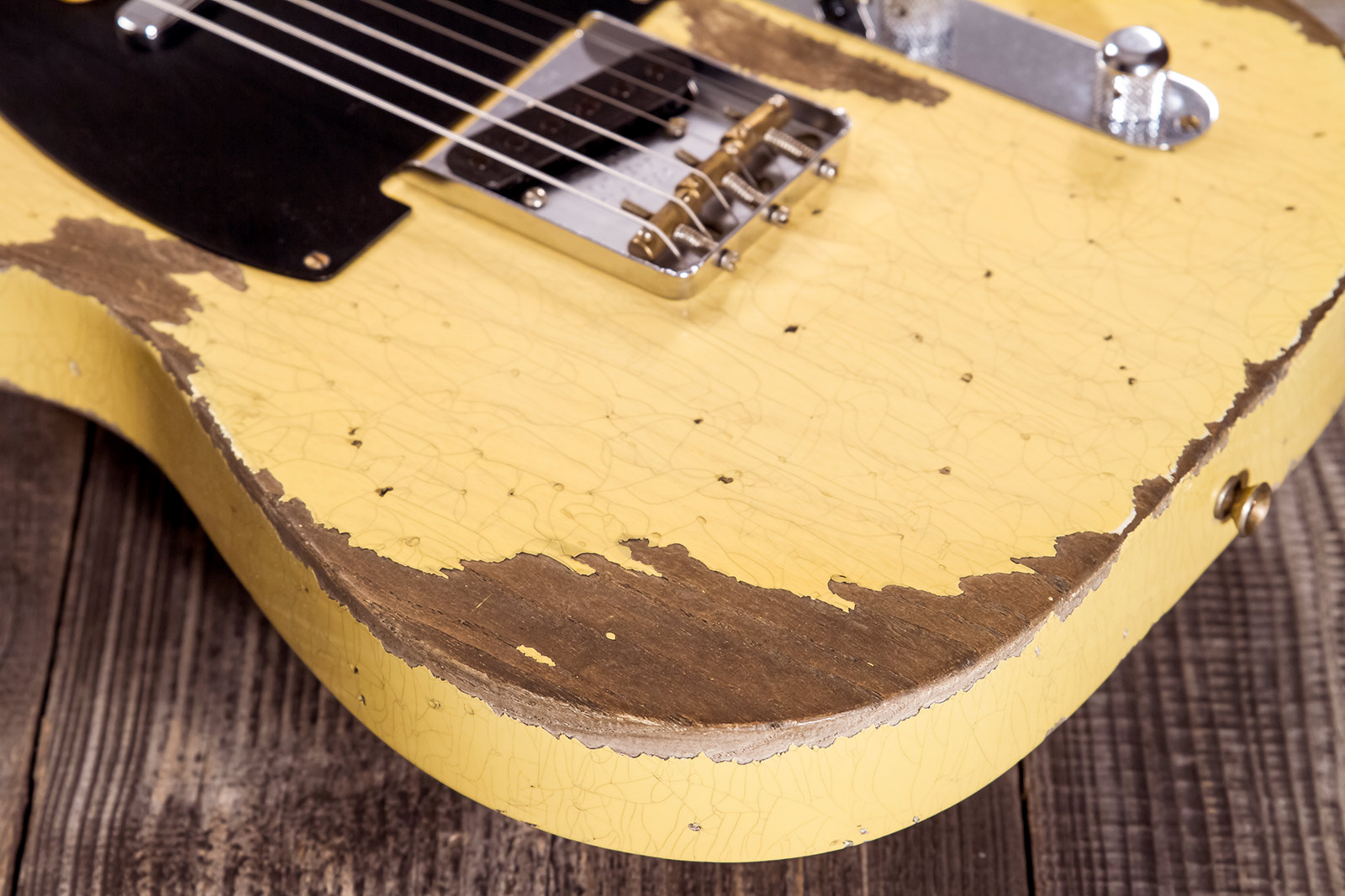 Fender Custom Shop Tele 1952 2s Ht Mn #r131382 - Heavy Relic Aged Nocaster Blonde - Guitare Électrique Forme Tel - Variation 4