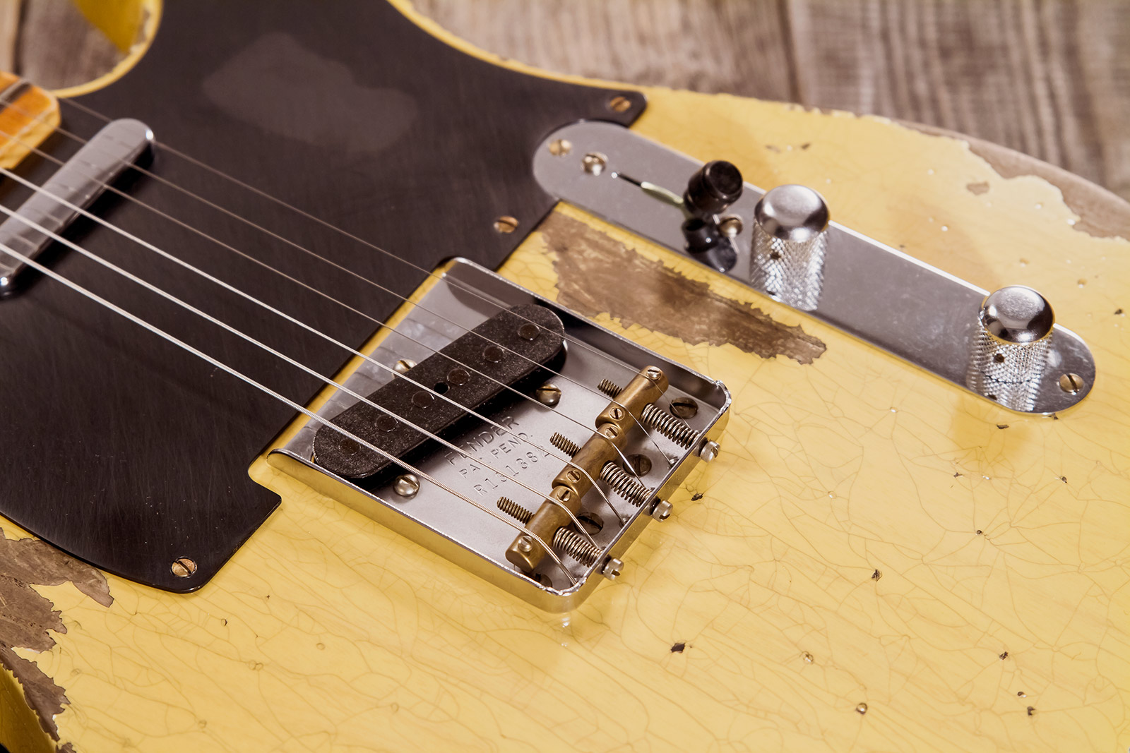 Fender Custom Shop Tele 1952 2s Ht Mn #r131382 - Heavy Relic Aged Nocaster Blonde - Guitare Électrique Forme Tel - Variation 5