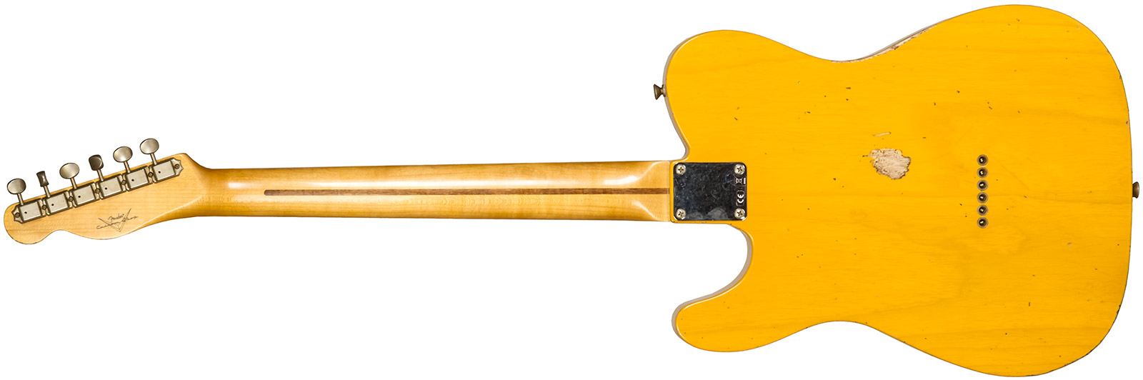 Fender Custom Shop Tele 1952 2s Ht Mn #r135090 - Relic Aged Butterscotch Blonde - Guitare Électrique Forme Tel - Variation 1
