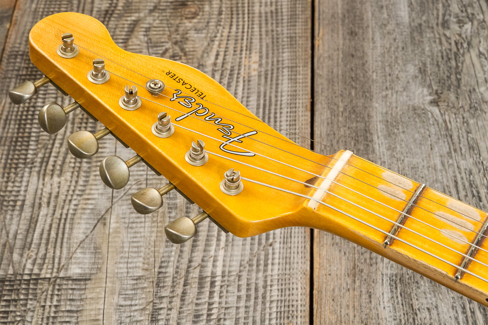 Fender Custom Shop Tele 1952 2s Ht Mn #r135090 - Relic Aged Butterscotch Blonde - Guitare Électrique Forme Tel - Variation 8