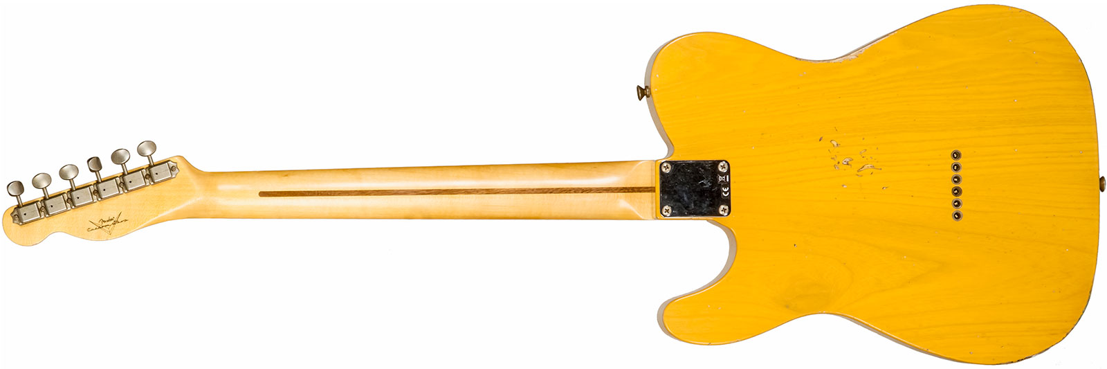Fender Custom Shop Tele 1952 2s Ht Mn #r135225 - Relic Aged Buttercotch Blonde - Guitare Électrique Forme Tel - Variation 1