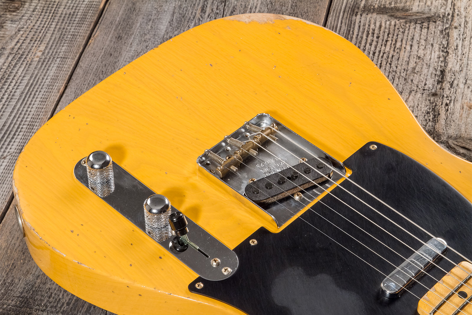 Fender Custom Shop Tele 1952 2s Ht Mn #r135225 - Relic Aged Buttercotch Blonde - Guitare Électrique Forme Tel - Variation 3