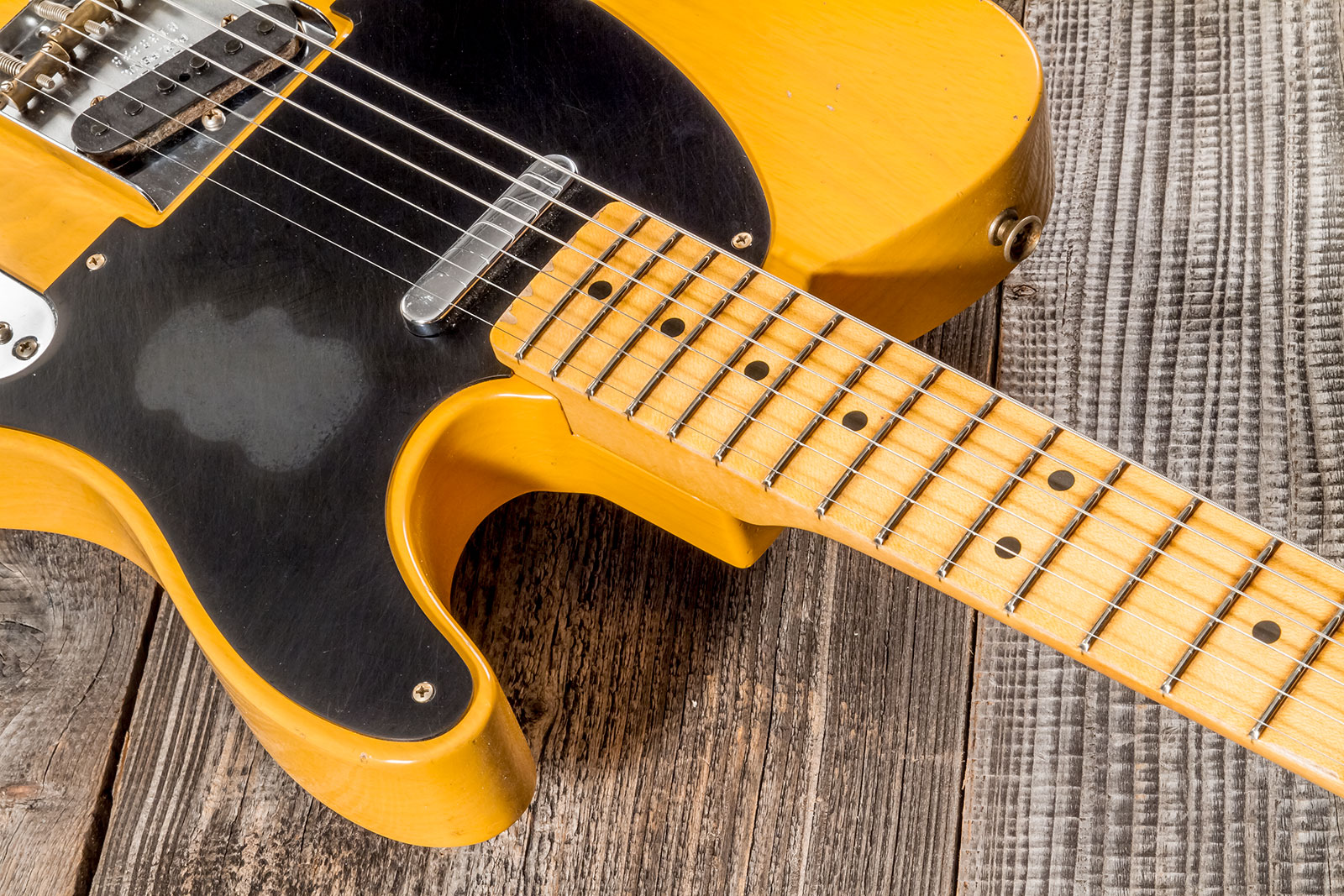 Fender Custom Shop Tele 1952 2s Ht Mn #r135225 - Relic Aged Buttercotch Blonde - Guitare Électrique Forme Tel - Variation 4
