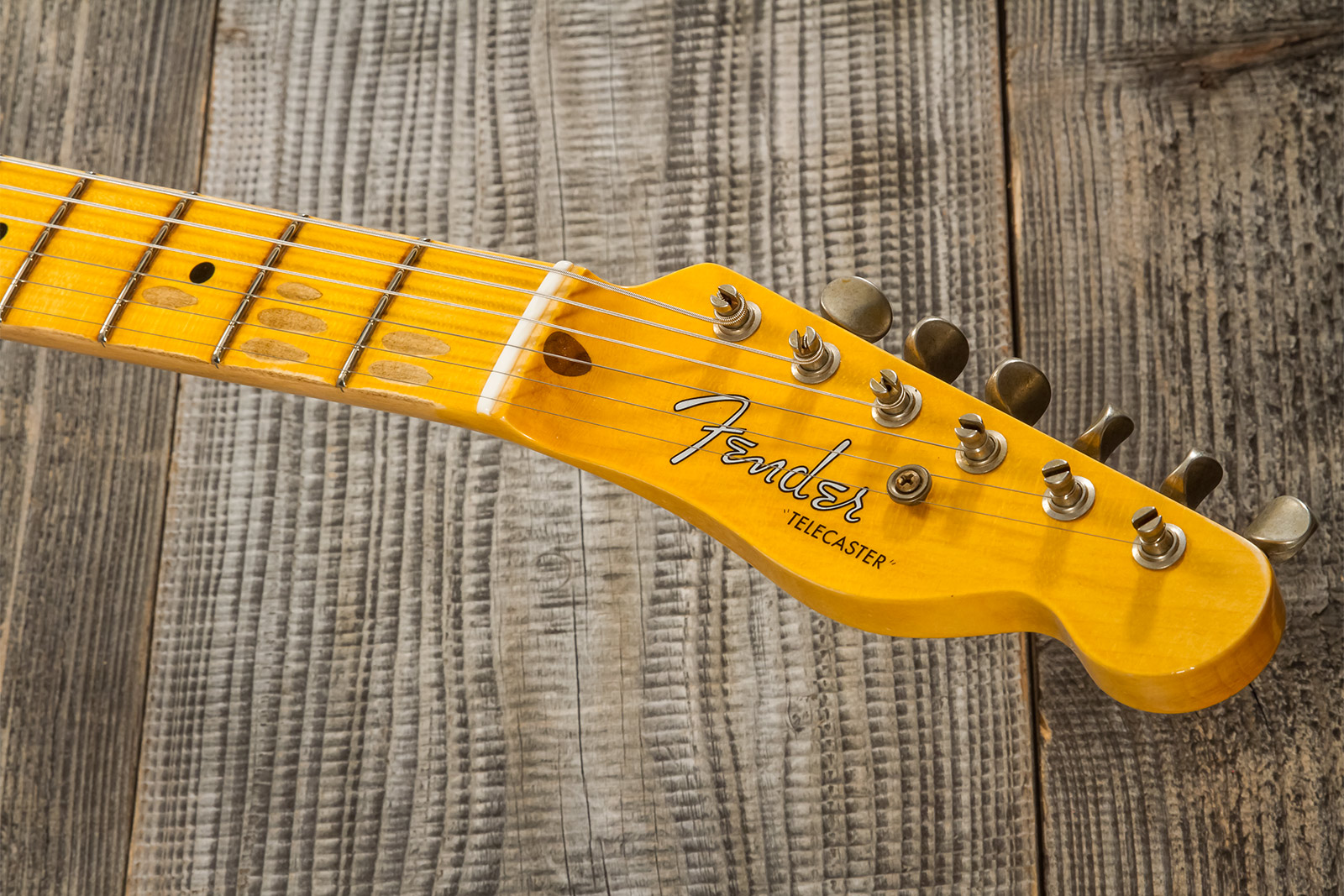 Fender Custom Shop Tele 1953 2s Ht Mn #r128606 - Journeyman Relic Aged Nocaster Blonde - Guitare Électrique Forme Tel - Variation 7