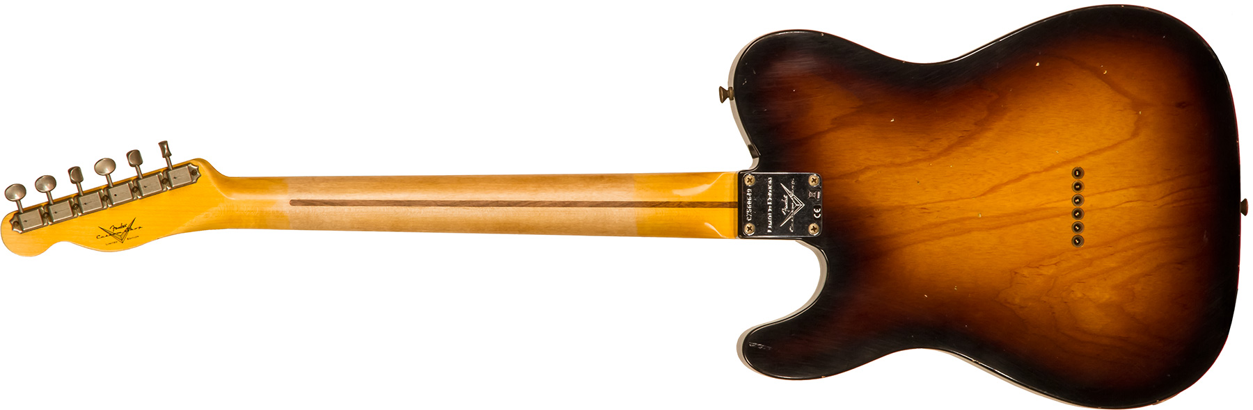 Fender Custom Shop Tele 1955 Ltd 2s Ht Mn #cz560649 - Relic Wide Fade 2-color Sunburst - Guitare Électrique Forme Tel - Variation 1