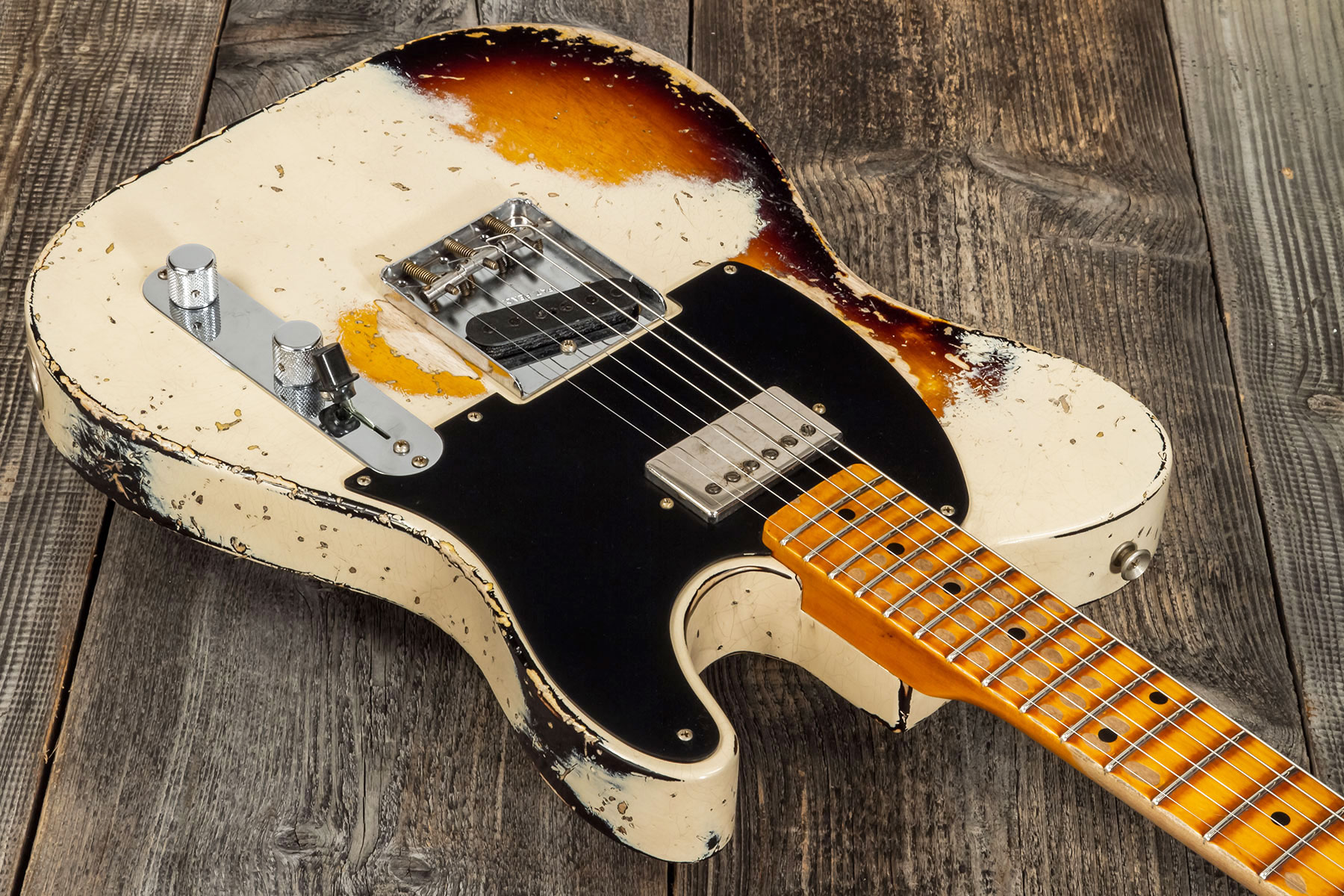 Fender Custom Shop Tele 1957 Sh Ht Mn #r117579 - Heavy Relic Desert Sand Ov. Sunburst - Guitare Électrique Forme Tel - Variation 2