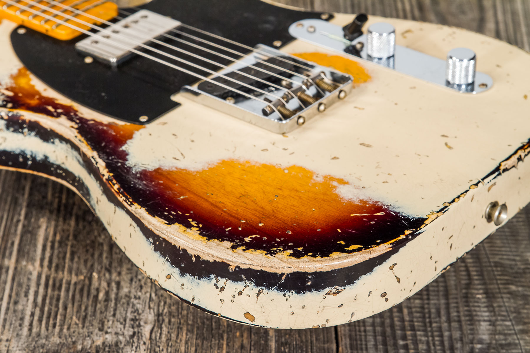 Fender Custom Shop Tele 1957 Sh Ht Mn #r117579 - Heavy Relic Desert Sand Ov. Sunburst - Guitare Électrique Forme Tel - Variation 4