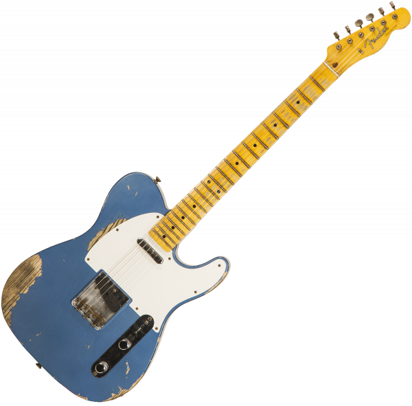 Guitare électrique solid body Fender Custom Shop 1958 Telecaster #CZ550155 - Heavy relic lake placid blue