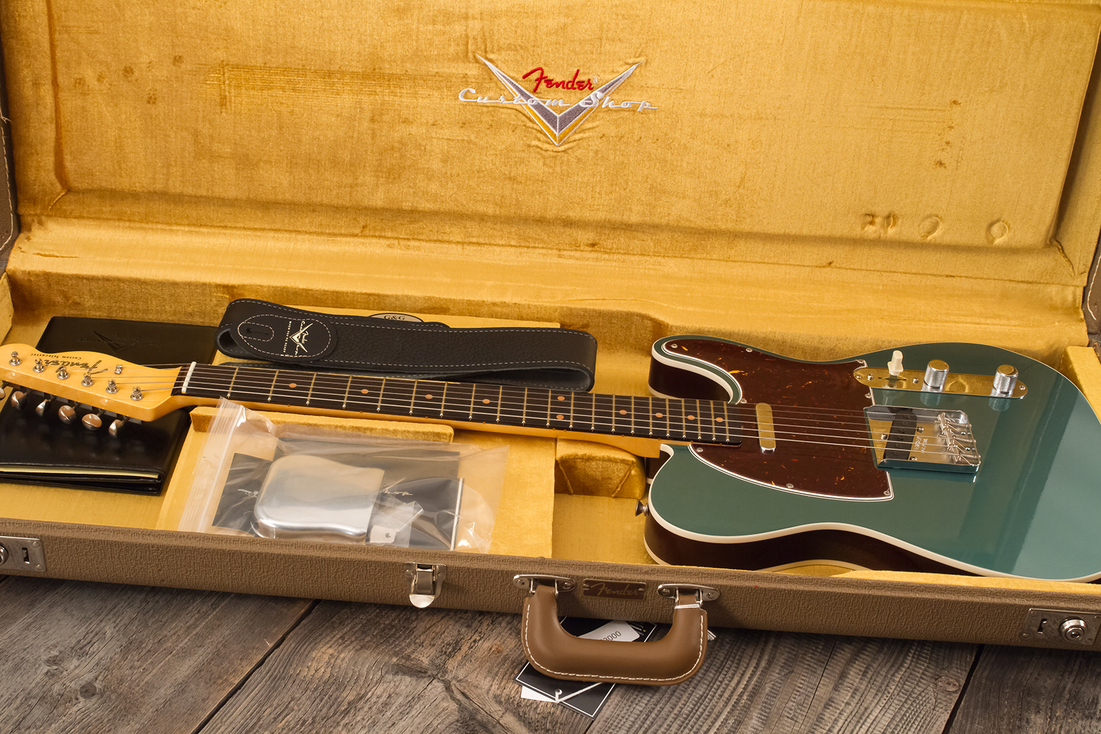 Fender Custom Shop Tele 1959 Custom 2s Ht Rw #r146446 - Time Capsule Sherwood Metallic - Guitare Électrique Forme Tel - Variation 11