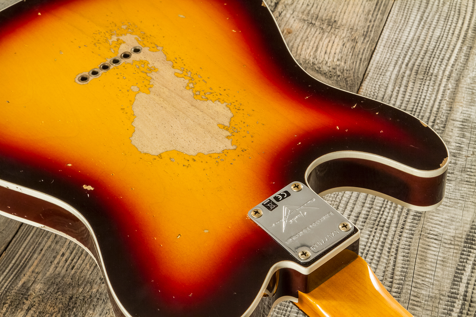 Fender Custom Shop Tele 1960 2s Ht Rw - Heavy Relic Chocolate 3-color Sunburst - Guitare Électrique Forme Tel - Variation 14