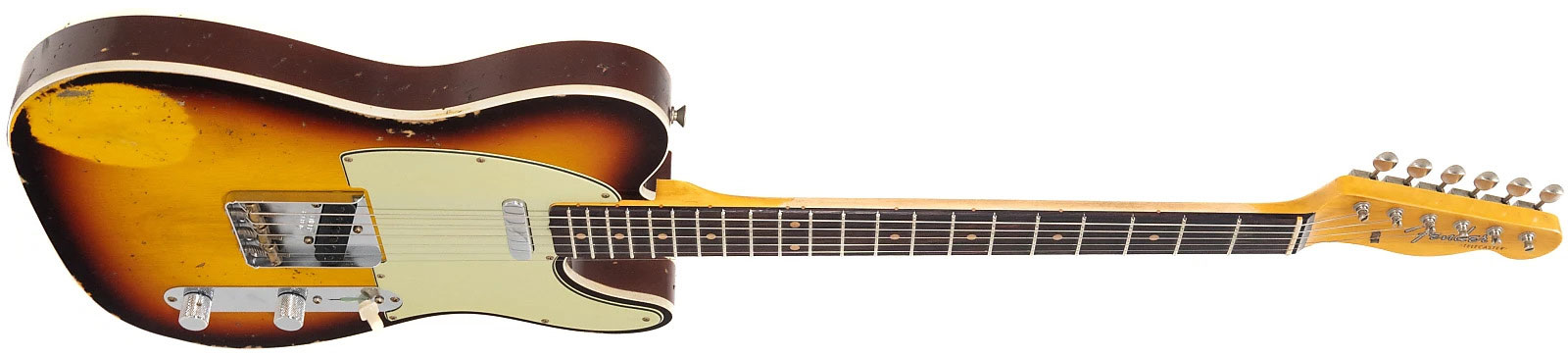 Fender Custom Shop Tele 1960 2s Ht Rw - Heavy Relic Chocolate 3-color Sunburst - Guitare Électrique Forme Tel - Variation 1