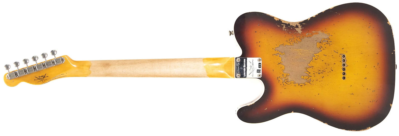 Fender Custom Shop Tele 1960 2s Ht Rw - Heavy Relic Chocolate 3-color Sunburst - Guitare Électrique Forme Tel - Variation 2