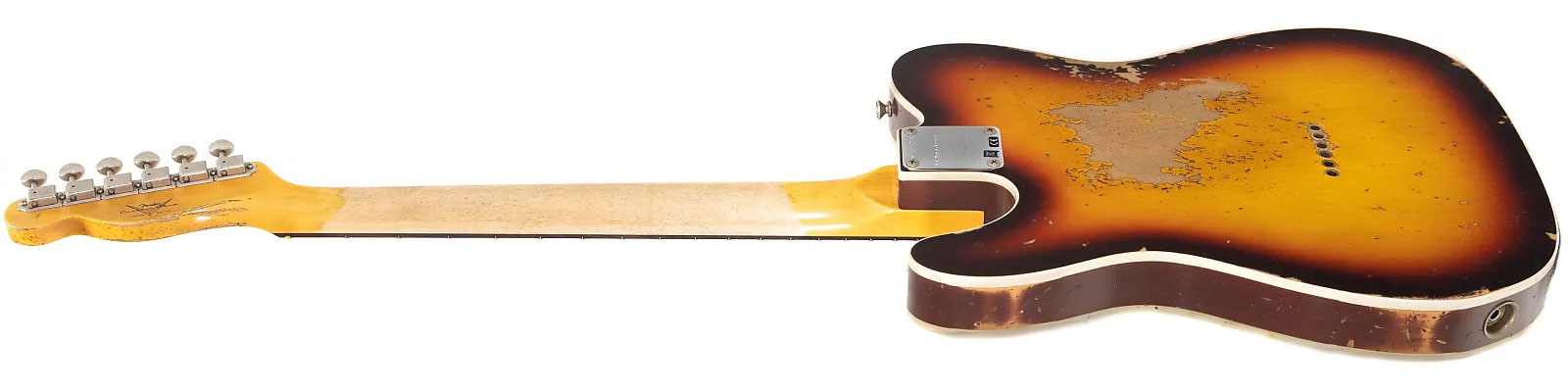 Fender Custom Shop Tele 1960 2s Ht Rw - Heavy Relic Chocolate 3-color Sunburst - Guitare Électrique Forme Tel - Variation 3