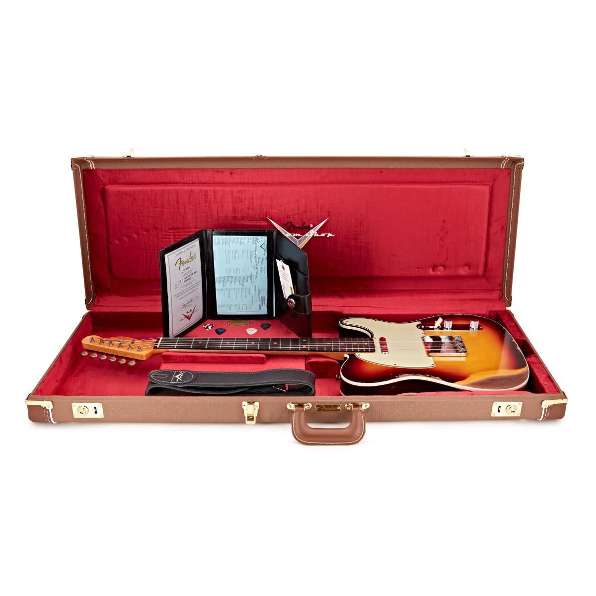 Fender Custom Shop Tele 1960 2s Ht Rw - Heavy Relic Chocolate 3-color Sunburst - Guitare Électrique Forme Tel - Variation 4