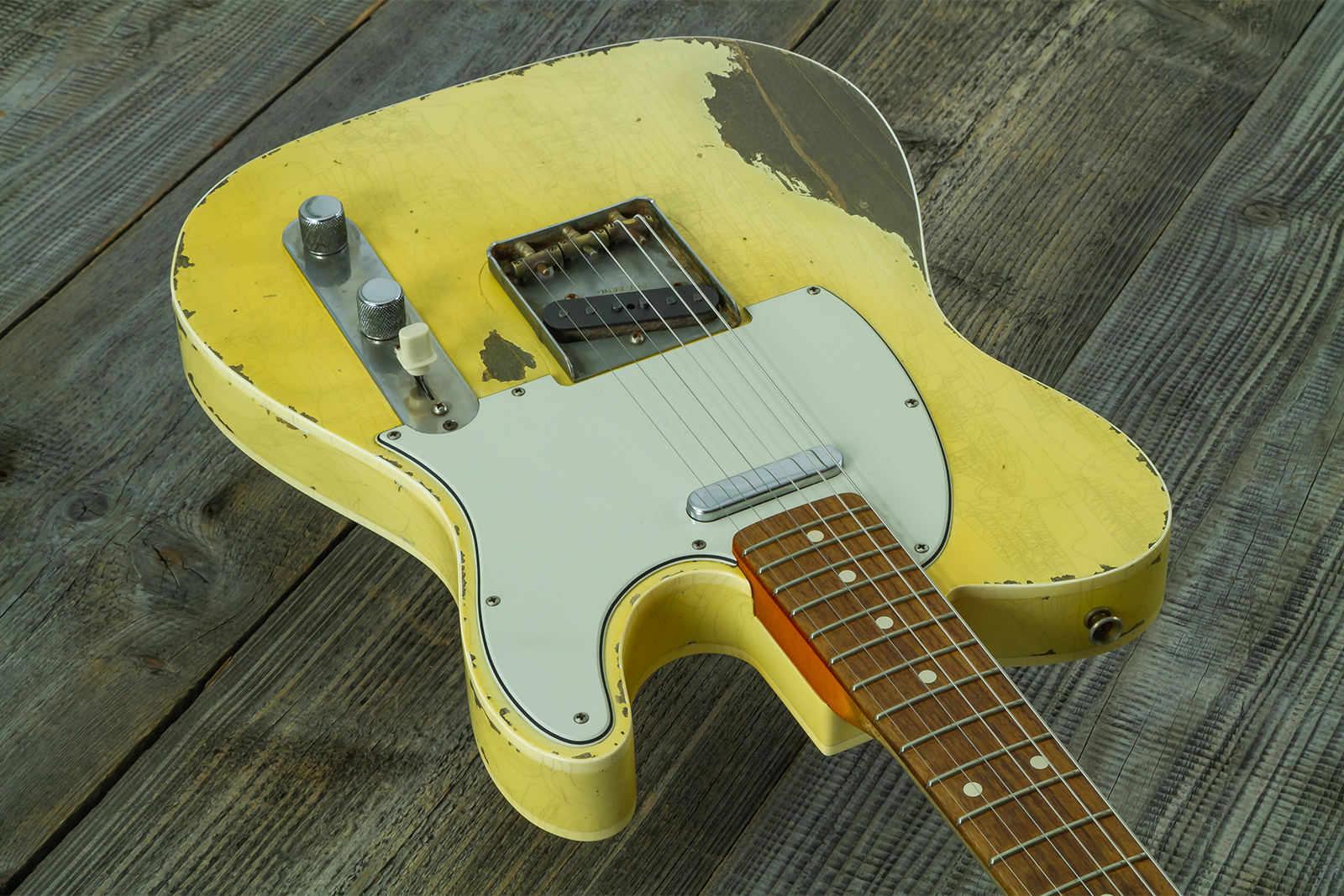 Fender Custom Shop Tele 1960 Custom Mb D.wilson 2s Ht Rw #cz547696 - Heavy Relic Aged Vintage White - Guitare Électrique Forme Tel - Variation 2