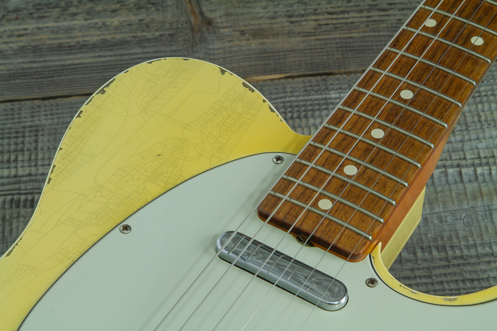 Fender Custom Shop Tele 1960 Custom Mb D.wilson 2s Ht Rw #cz547696 - Heavy Relic Aged Vintage White - Guitare Électrique Forme Tel - Variation 6