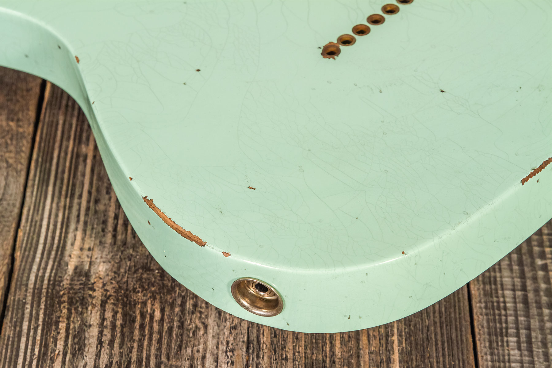 Fender Custom Shop Tele 1961 2s Ht Rw #cz565334 - Relic Faded Surf Green - Guitare Électrique Forme Tel - Variation 8