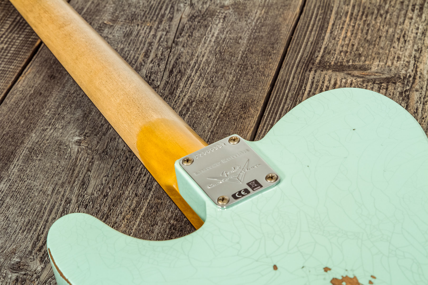 Fender Custom Shop Tele 1961 2s Ht Rw #cz565334 - Relic Faded Surf Green - Guitare Électrique Forme Tel - Variation 9