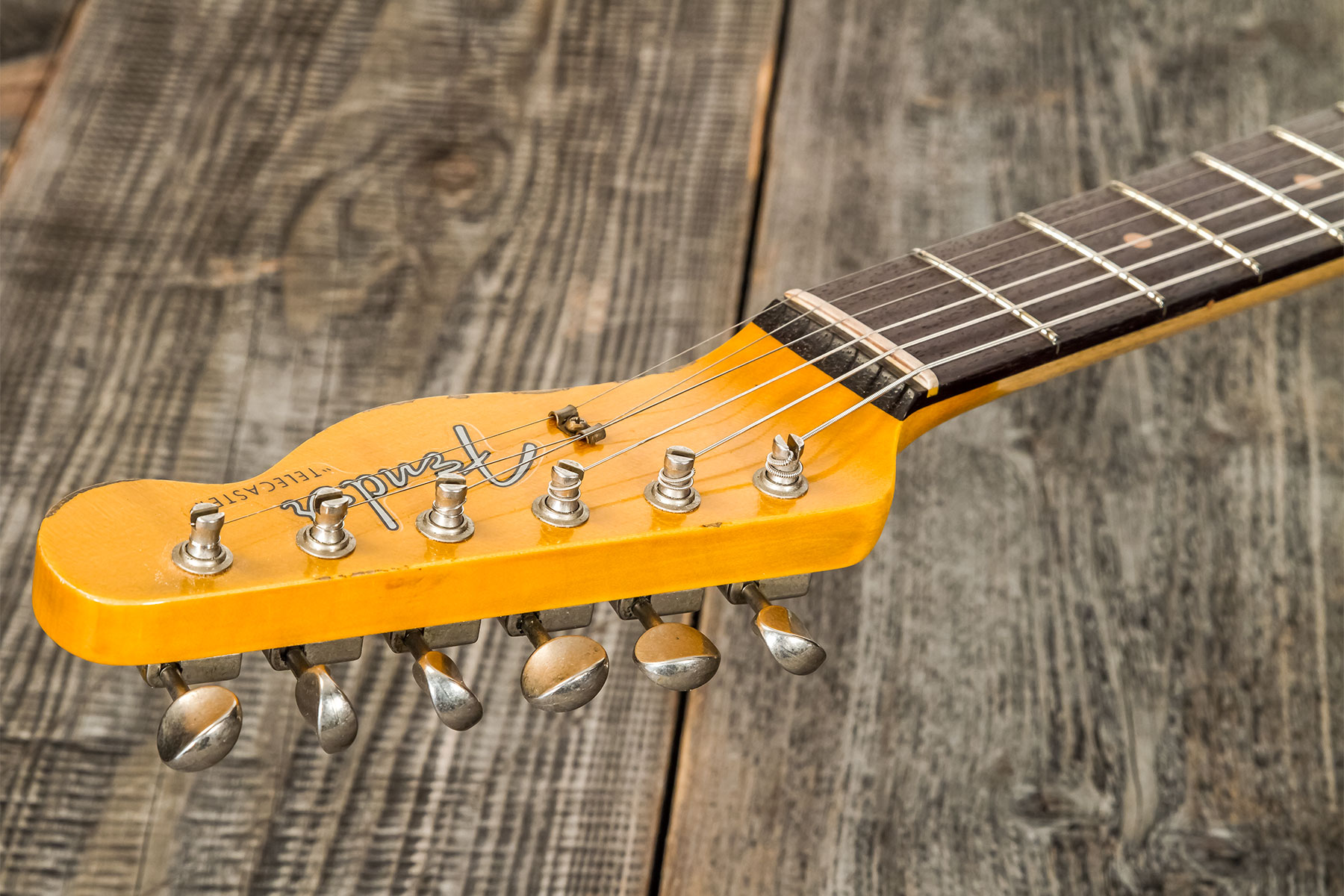 Fender Custom Shop Tele 1961 2s Ht Rw #cz565334 - Relic Faded Surf Green - Guitare Électrique Forme Tel - Variation 11