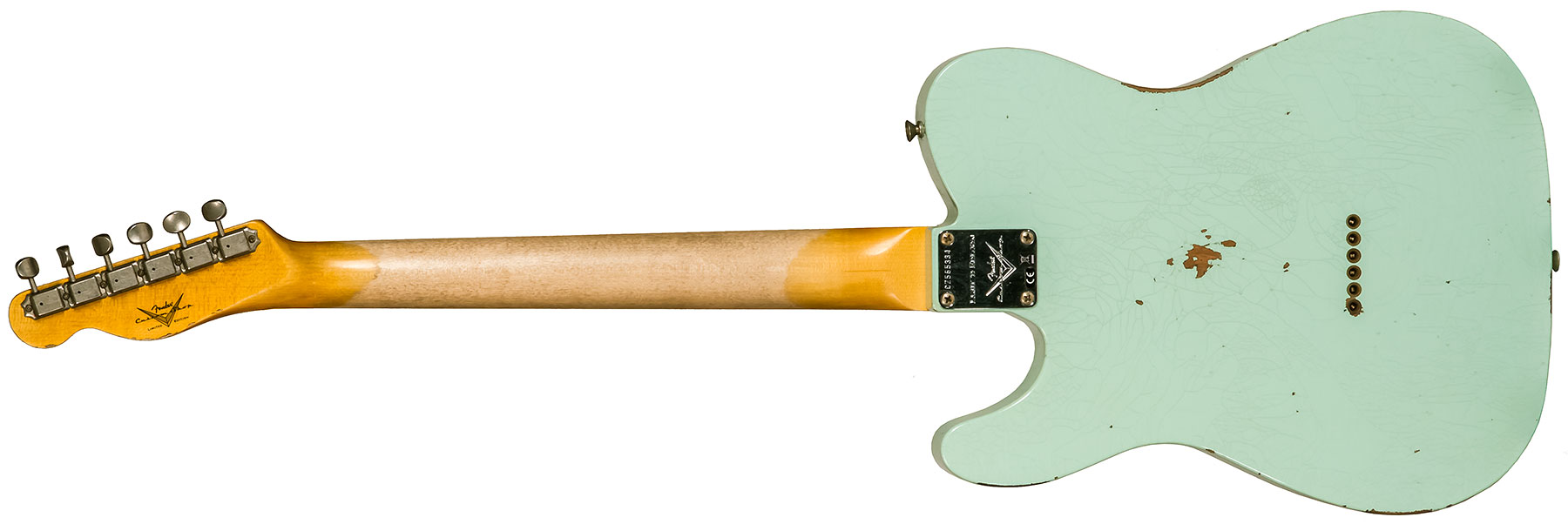 Fender Custom Shop Tele 1961 2s Ht Rw #cz565334 - Relic Faded Surf Green - Guitare Électrique Forme Tel - Variation 1