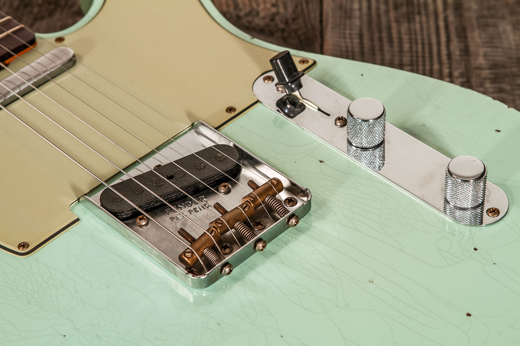 Fender Custom Shop Tele 1961 2s Ht Rw #cz565334 - Relic Faded Surf Green - Guitare Électrique Forme Tel - Variation 4