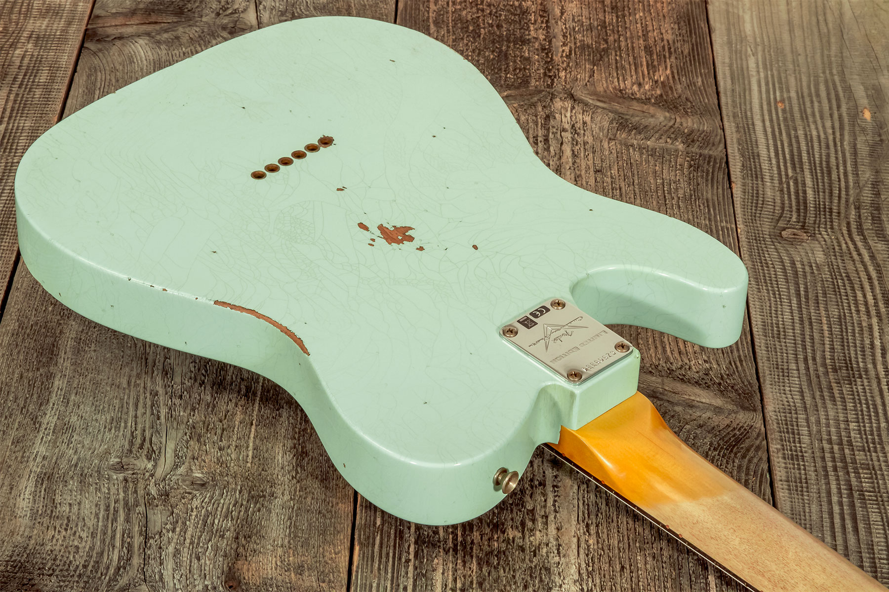 Fender Custom Shop Tele 1961 2s Ht Rw #cz565334 - Relic Faded Surf Green - Guitare Électrique Forme Tel - Variation 7