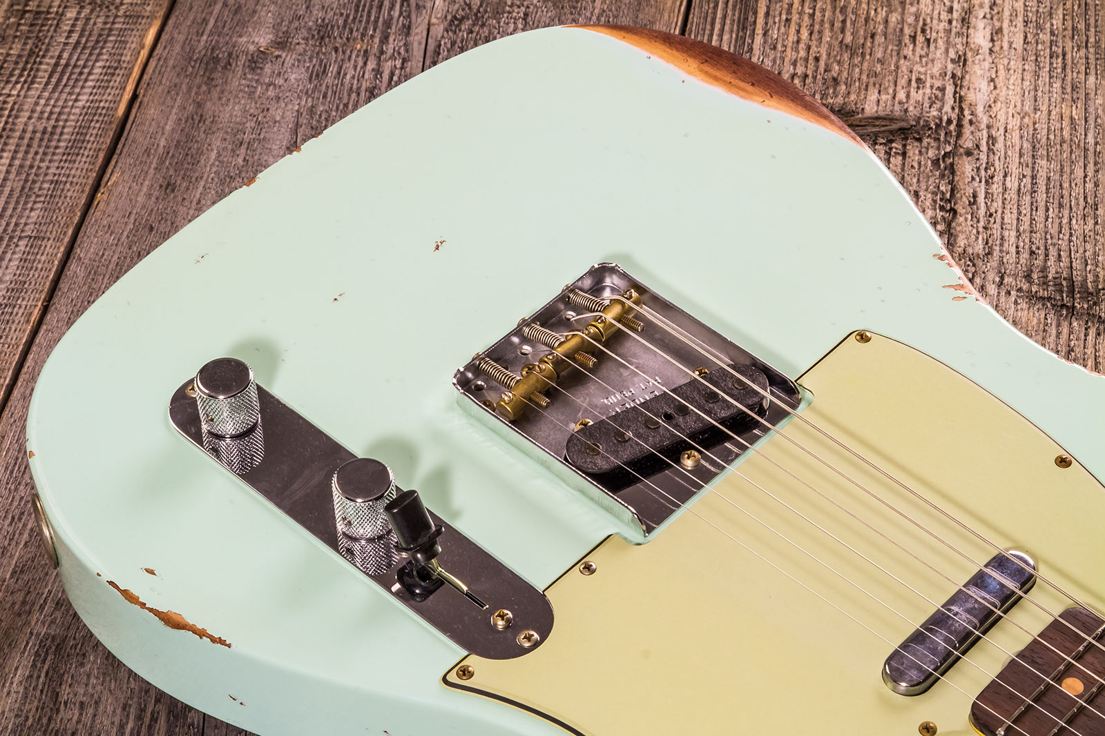 Fender Custom Shop Tele 1961 2s Ht Rw #cz576010 - Relic Aged Surf Green - Guitare Électrique Forme Tel - Variation 3