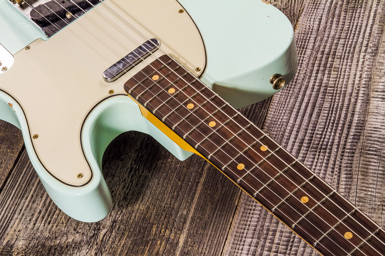 Fender Custom Shop Tele 1961 2s Ht Rw #cz576010 - Relic Aged Surf Green - Guitare Électrique Forme Tel - Variation 4