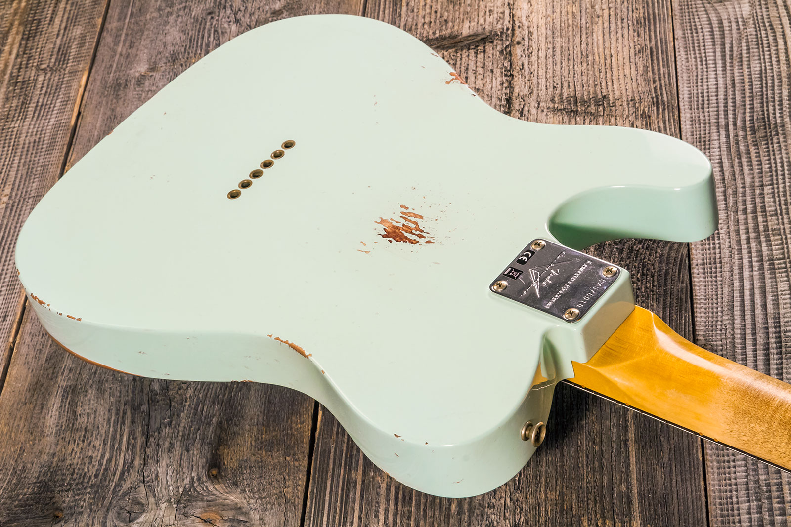 Fender Custom Shop Tele 1961 2s Ht Rw #cz576010 - Relic Aged Surf Green - Guitare Électrique Forme Tel - Variation 5