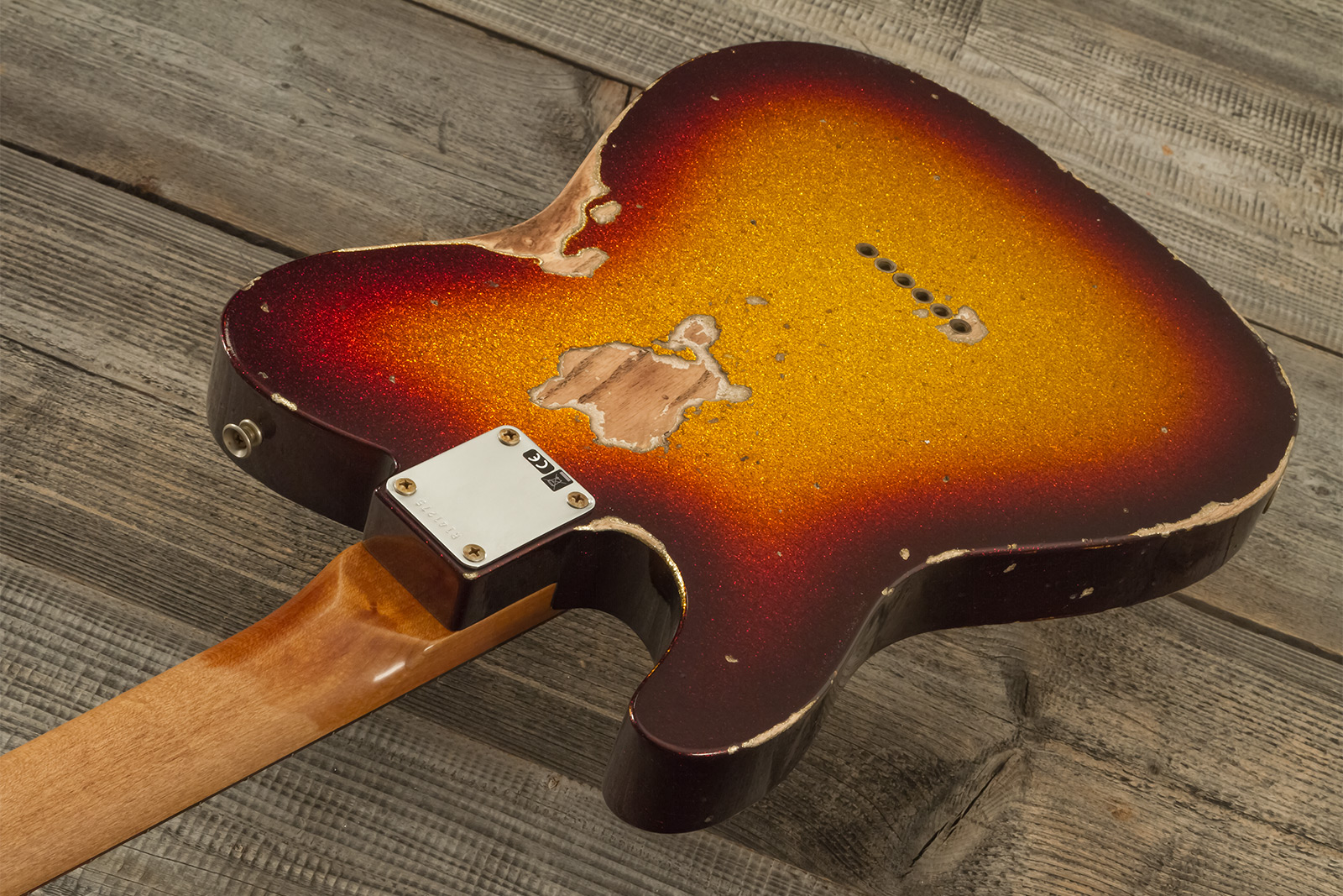 Fender Custom Shop Tele 1963 2s Ht Rw #r141275 - Heavy Relic Sparkle 3-color Sunburst - Guitare Électrique Forme Tel - Variation 9