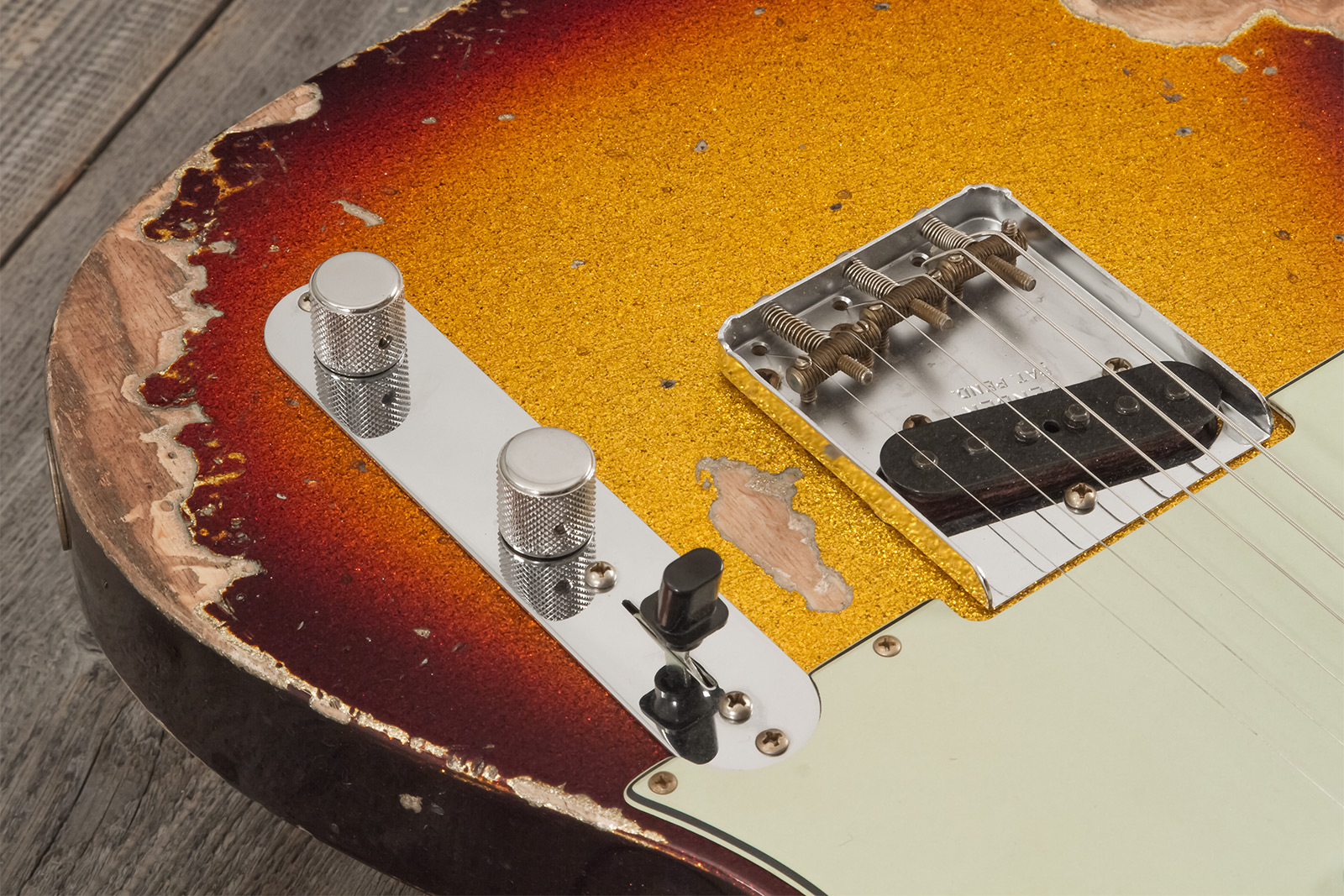 Fender Custom Shop Tele 1963 2s Ht Rw #r141275 - Heavy Relic Sparkle 3-color Sunburst - Guitare Électrique Forme Tel - Variation 5