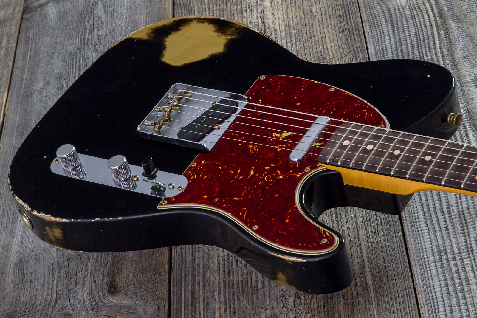 Fender Custom Shop Tele 1963 2s Ht Rw #r143447 - Black Over Hle Gold - Guitare Électrique Forme Tel - Variation 2