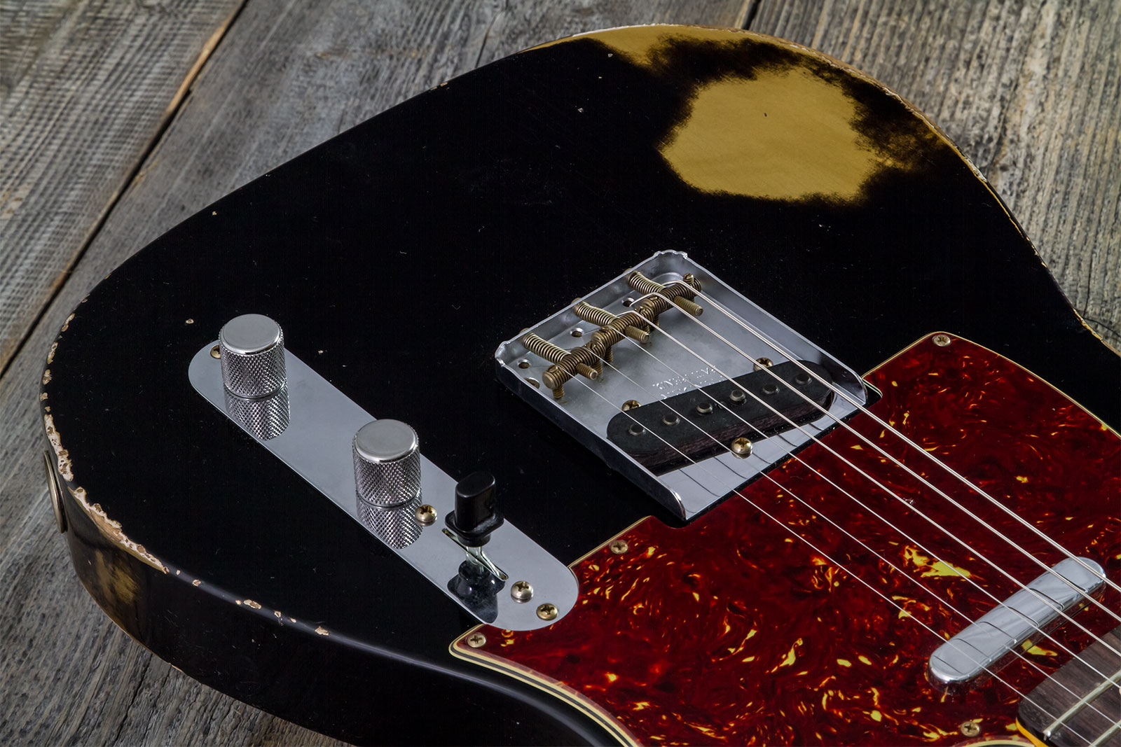 Fender Custom Shop Tele 1963 2s Ht Rw #r143447 - Black Over Hle Gold - Guitare Électrique Forme Tel - Variation 3