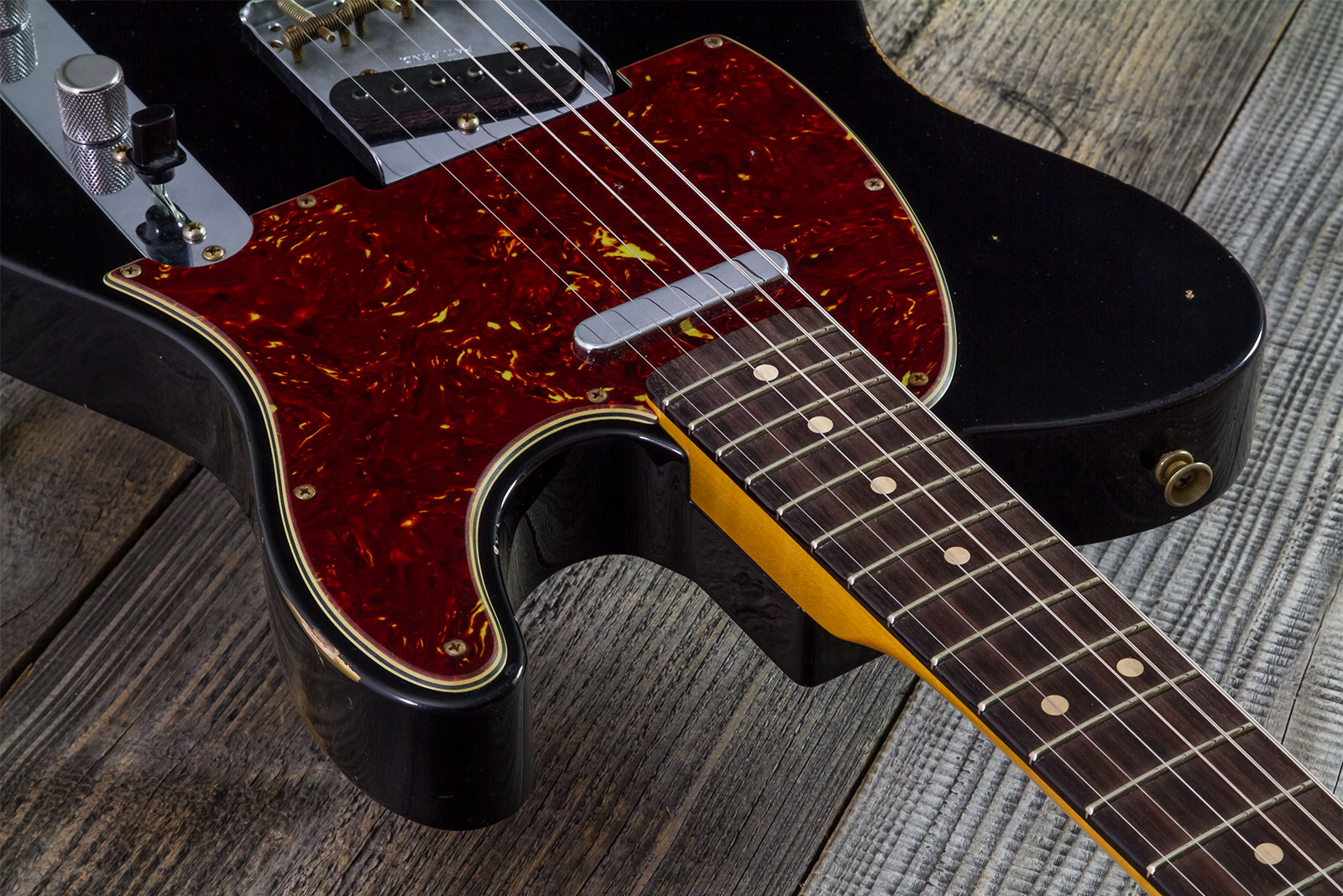 Fender Custom Shop Tele 1963 2s Ht Rw #r143447 - Black Over Hle Gold - Guitare Électrique Forme Tel - Variation 4