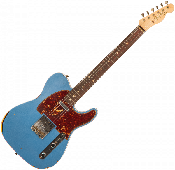 Guitare électrique solid body Fender Custom Shop 1960 Telecaster Custom #R116504 - Relic lake placid blue over sunburst