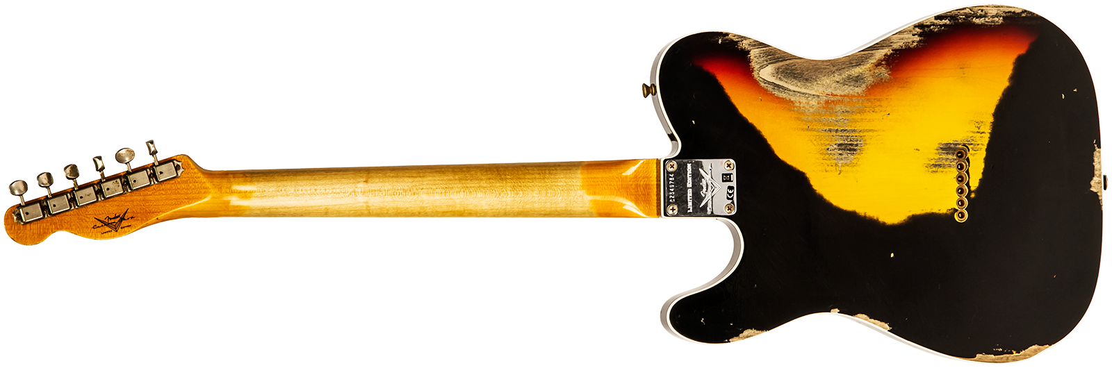 Fender Custom Shop Tele Custom 1960 Sh Ltd Hs Ht Rw #cz549784 - Heavy Relic Black Over 3-color Sunburst - Guitare Électrique Forme Tel - Variation 1
