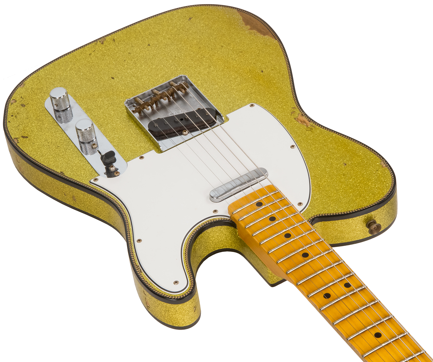 Fender Custom Shop Tele Custom 1963 2020 Ltd Rw #cz545983 - Relic Chartreuse Sparkle - Guitare Électrique Forme Tel - Variation 2