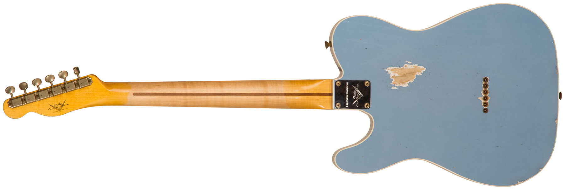 Fender Custom Shop Tele Custom Tomatillo 2s Ht Mn #r110879 - Relic Lake Placid Blue - Guitare Électrique Forme Tel - Variation 1