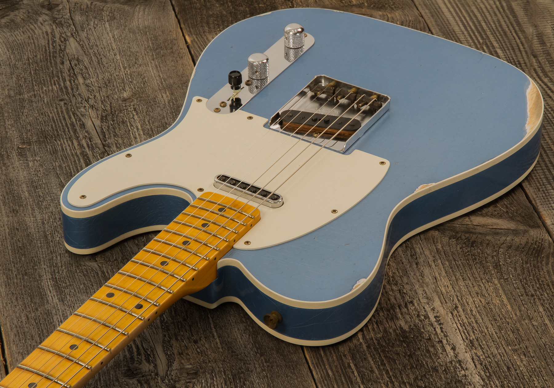 Fender Custom Shop Tele Custom Tomatillo 2s Ht Mn #r110879 - Relic Lake Placid Blue - Guitare Électrique Forme Tel - Variation 2