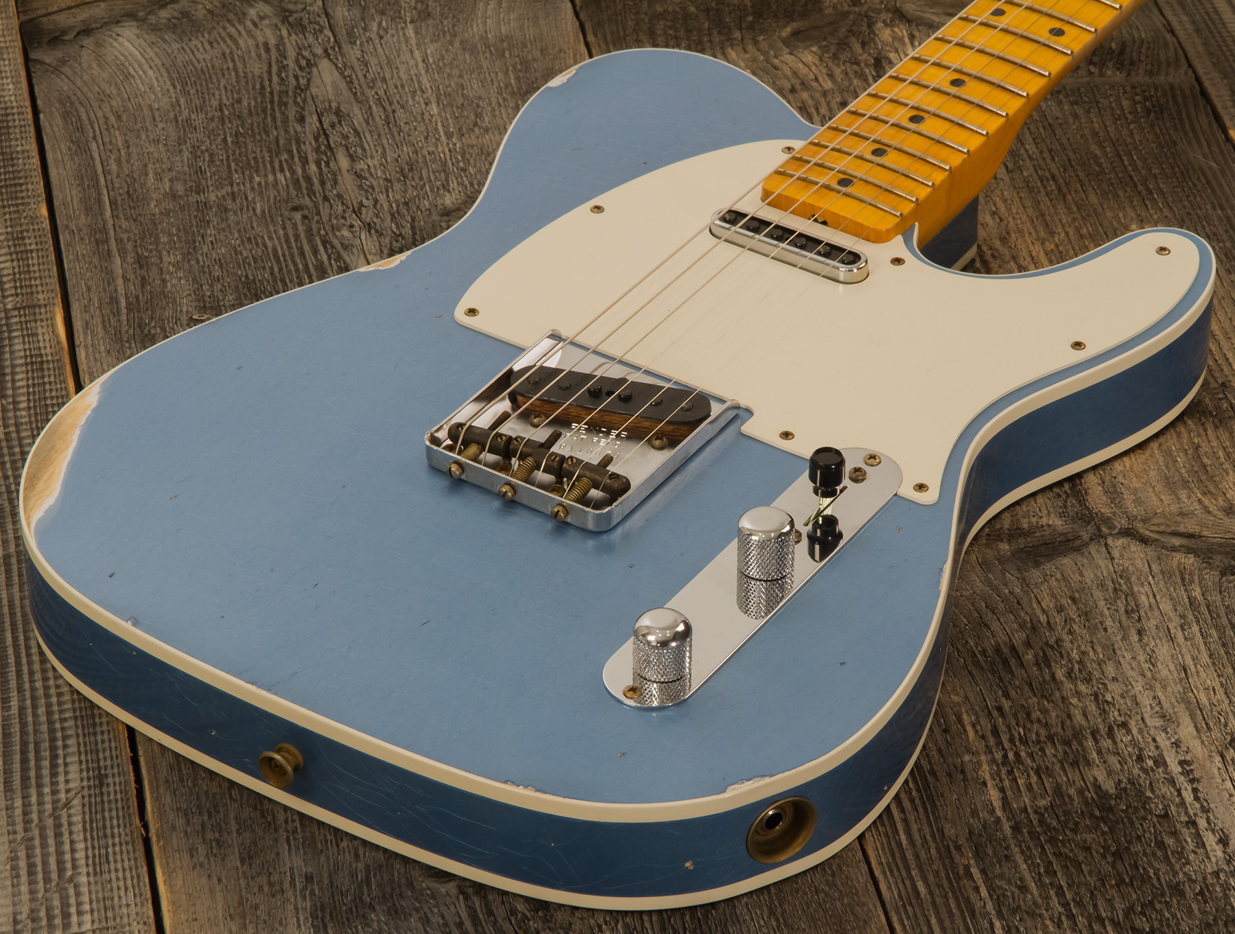 Fender Custom Shop Tele Custom Tomatillo 2s Ht Mn #r110879 - Relic Lake Placid Blue - Guitare Électrique Forme Tel - Variation 3