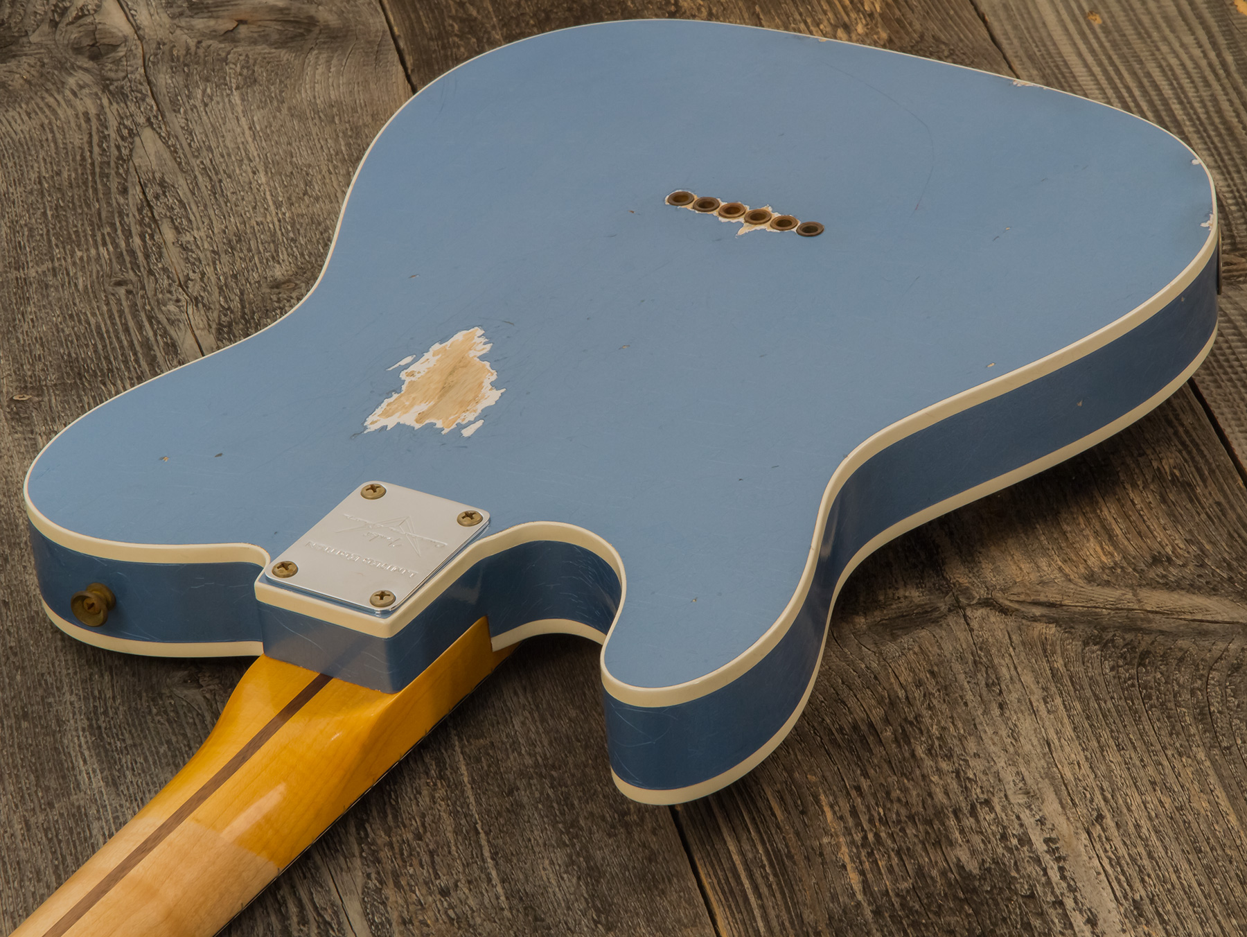 Fender Custom Shop Tele Custom Tomatillo 2s Ht Mn #r110879 - Relic Lake Placid Blue - Guitare Électrique Forme Tel - Variation 4