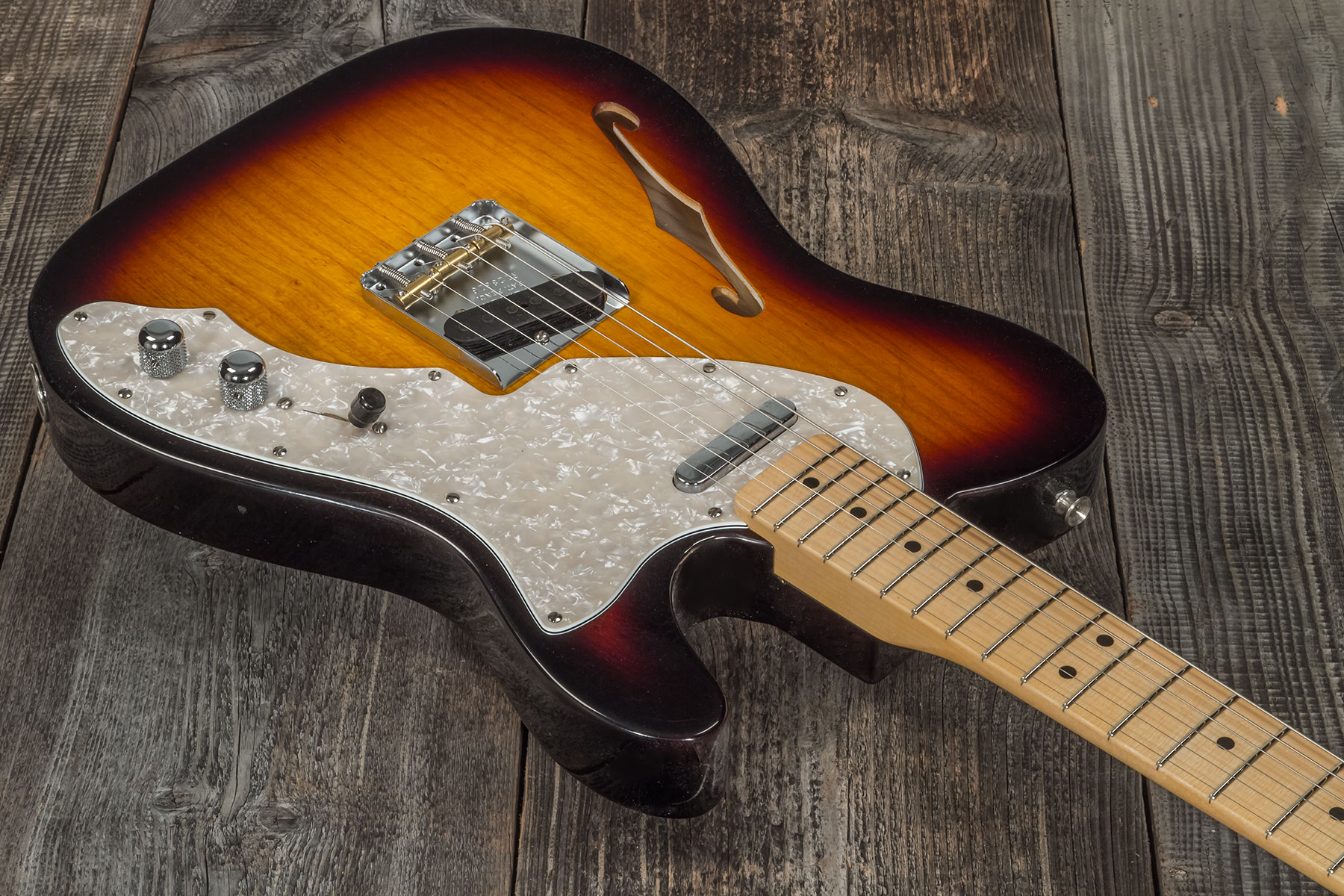 Fender Custom Shop Tele Thinline '50s 2s Ht Mn #r128616 - Closet Classic 2-color Sunburst - Guitare Électrique Forme Tel - Variation 2