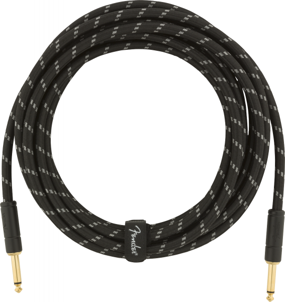 Fender Deluxe Instrument Cable, 15ft, Straight/Straight Black Tweed Câble