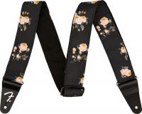 Floral 2-inches Guitar Strap - Black