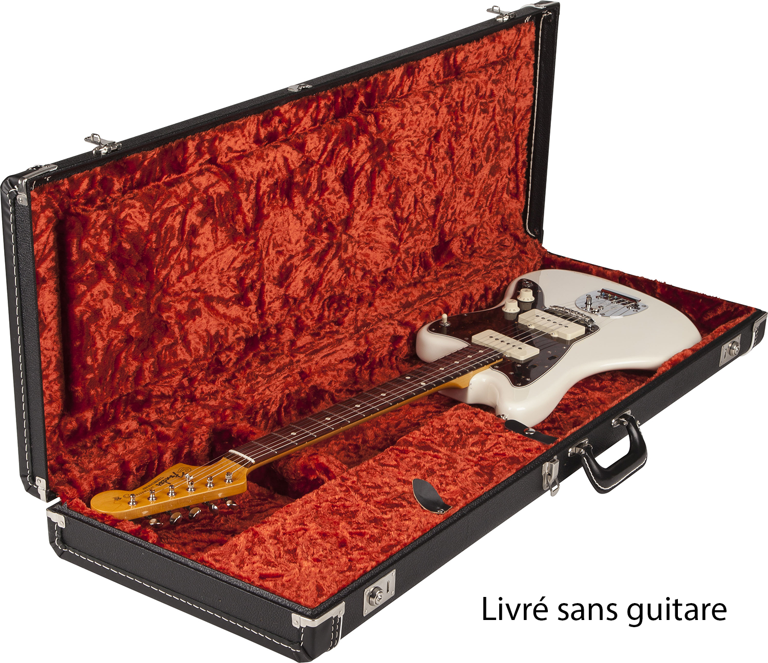 Fender Guit. Elect. Jaguar Ou Jazzmaster Deluxe Rextangulaire Black Interieur Orange - Etui Guitare Électrique - Variation 1