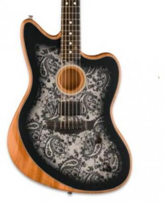 Guitare acoustique Fender American Acoustasonic Jazzmaster FSR Ltd - Black paisley