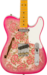 Guitare électrique 1/2 caisse Fender Custom Shop Double Esquire Custom #R97434 - Journeyman relic aged pink paisley